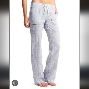 Athleta Bali Pinstripe Wide Leg Linen Pant Size 8